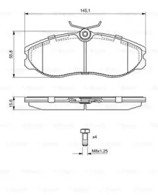 Колодки гальмівні (передні) Nissan Terrano/Venette 94-02/Ford Maverick 93-98 Bosch 0 986 424 204