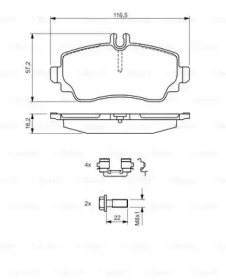 Комплект гальмівних колодок з 4 шт. дисків Bosch 0986424469