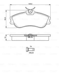 Колодки гальмівні (передні) Citroen Berlingo/Peugeot Partner 96- (Lucas-Girling) Bosch 0 986 424 583