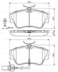 Колодки гальмівні (передні) VW T4 1.9-2.5TDI (Lucas) (з датчиком) Bosch 0 986 424 672