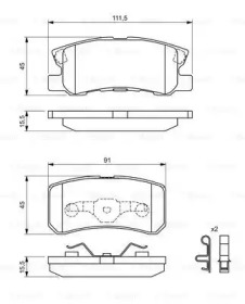 Колодки гальмівні (задні) Mitsubishi Outlander/Lancer/Pajero 00- Bosch 0 986 424 717