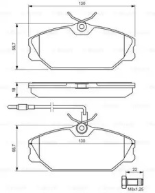 Колодки гальмівні (передні) Renault Laguna I 93-01/Megane I 96-03/Safrane 92-00 (з датчиком) Bosch 0 986 461 765