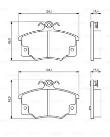 Колодки гальмівні (передні) Renault 12 70-76/Fiat Punto/Panda 93-06 Bosch 0 986 468 380