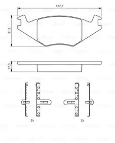 Комплект гальмівних колодок з 4 шт. дисків Bosch 0986468890