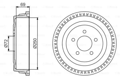 Барабан гальмівний (задній) Chrysler Grand Voyager III 95-01 (250x69) Bosch 0 986 477 185