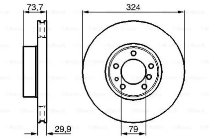 Диск гальмівний (передній) BMW 5 (E39) 96- (324x30) M47/M54/M57 Bosch 0 986 478 024