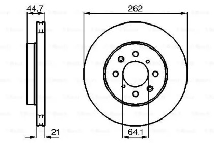 Диск гальмівний (передній) Honda Civic V/VI/VII 90-05/Jazz 08-/CRX 89-98 (262x21) Bosch 0 986 478 174