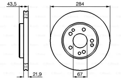 Диск гальмівний (передній) MB 190 (W201) 85-93/E-class (W124) 85-98 (284x22) Bosch 0 986 478 186