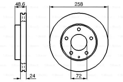 Диск гальмівний (передній) Mazda 6/MX-6 1.8-2.0 92-02/Premacy 99-05 (258x24) Bosch 0 986 478 227