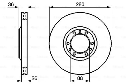 Диск гальмівний (передній) Opel Frontera A/B 91-04 (280x26) Bosch 0 986 478 854