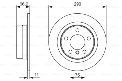 Диск гальмівний (задній) BMW 1 (F20/F21)/ 2 (F22/F23) 11- (290x11) Bosch 0 986 479 043