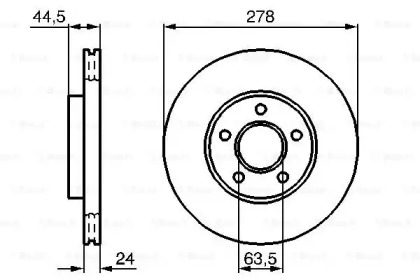 Диск гальмівний (передній) Ford Tourneo Connect/Transit Connect 02-13 (277.9x24) (вент.) Bosch 0 986 479 069
