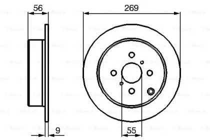 Диск гальмівний (задній) Toyota Corolla/Prius/Yaris 99-08 (269x9) Bosch 0 986 479 087