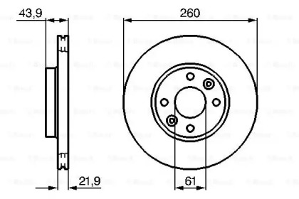 Диск гальмівний (передній) Renault Megane II/Clio II/III 1.2-1.5 dCI 02- (259,6x22) Bosch 0 986 479 103