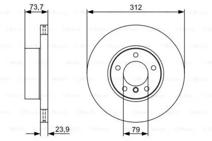 Диск гальмівний (передній) BMW 1(F20/F21) 11-/3 (E90/E91/E92) 07-11 (312x23.9) B37/N13/N47/N55 Bosch 0 986 479 381