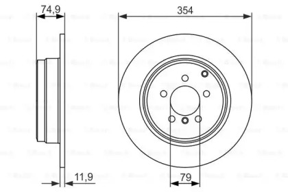 Диск гальмівний (задній) Land Rover Range Rover 02-12 (354x12) Bosch 0 986 479 612