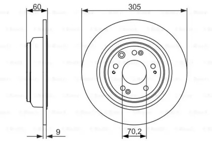 Диск гальмівний (задній) Honda Accord VIII/IX 08- (305x9) Bosch 0 986 479 740