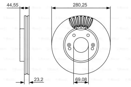 Диск гальмівний (передній) Hyundai Elantra/I30 II 11-/Kia Cee'D/ Cerato III 13- (280x23) Bosch 0 986 479 A12