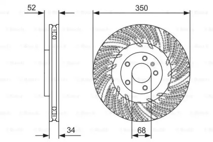 Диск гальмівний (передній) Porsche Macan 14-(R) (350x34) Bosch 0 986 479 D28
