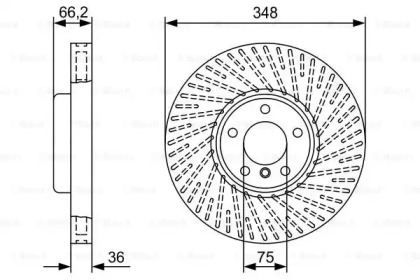 Диск гальмівний (передній) BMW 5 (F10/F11)/6 (F12/F13)/7 (F01-F04) 10- (348x36) (R)(з покр.)(вентил.) Bosch 0 986 479 W20