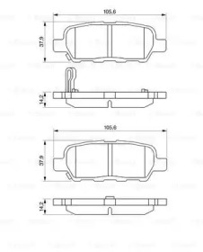 Колодки гальмівні (задні) Renault Koleos/Nissan Juke/Qashqai/X-Trail/Suzuki 08- (Akebono) Bosch 0 986 494 090