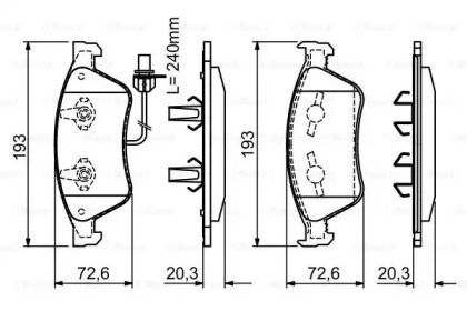 Колодки гальмівні (передні) VW Phaeton/ Audi A6/A8 04-16 (Ate-Teves) (з датчиком) Bosch 0 986 494 200