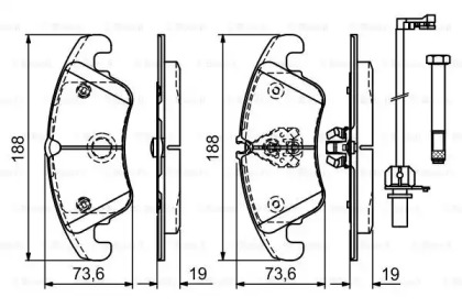 Колодки гальмівні (передні) Audi A6/A7/Q5 08- (з датчиком) Bosch 0 986 494 201