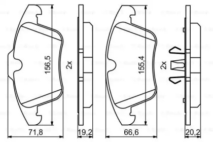 Колодки гальмівні (передні) Land Rover Freelander/Ford Mondeo IV 1.8-2.5 07- Bosch 0 986 494 246