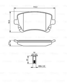 Комплект гальмівних колодок - дискові Bosch 0986494303