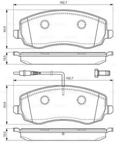 Колодки гальмівні (передні) Citroen C8/Peugeot 807 2.0/2.2 HDi 06- Bosch 0 986 494 385