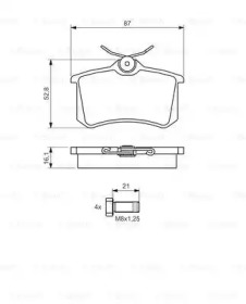 Комплект гальмівних колодок (задніх) VW Caddy III 04-/Peugeot 308 07-/Citroen C4 04- Bosch 0 986 494 399