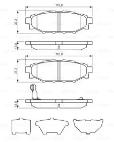 Колодки гальмівні (задні) Subaru Forester/Impreza 08-/Legacy 03-14/Outback 03-/Toyota GT 12- Bosch 0 986 494 444