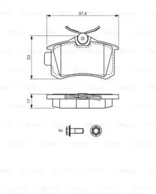 Комплект гальмівних колодок з 4 шт. дисків Bosch 0986494516