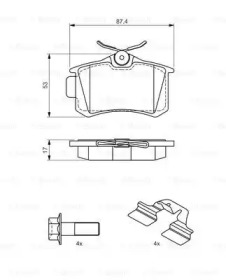Комплект гальмівних колодок з 4 шт. дисків Bosch 0986494596