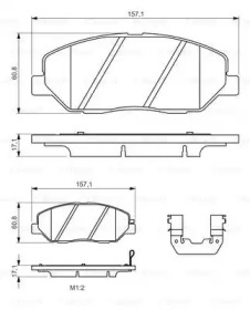 Колодки гальмівні (передні) Hyundai Santa Fe II/III/Genesis 06-/Kia Sorento/Ssangyong Korando 09- Bosch 0 986 494 631
