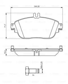 Комплект гальмівних колодок з 4 шт. дисків Bosch 0986494662