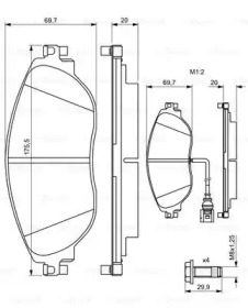 Колодки гальмівні (передні) Audi Q3 18-/A3/Skoda Octavia/VW Passat B6-B8/Golf/Tiguan 12- (+датчик) Bosch 0 986 494 704