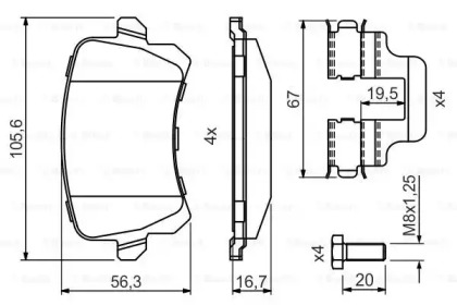Колодки гальмівні (задні) Audi A6/VW Passat/CC 1.8TSI/2.0TDI 05- Bosch 0 986 494 731