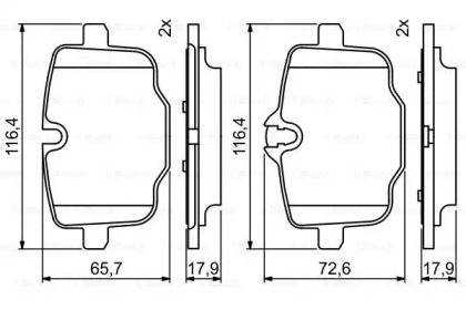Комплект гальмівних колодок з 4 шт. дисків Bosch 0986494759