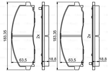 Колодки гальмівні (передні) Jeep Wrangler 2.0/2.2 17- Bosch 0 986 494 769