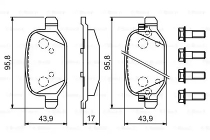 Комплект гальмівних колодок с 4 шт. дисків Bosch 0986494934