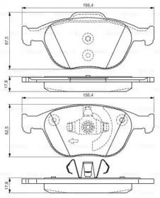 Колодки гальмівні (передні) Ford Connect 02-13/Fiesta/Puma 95-03/Focus 02-04/Ka 01-08 Bosch 0 986 495 066