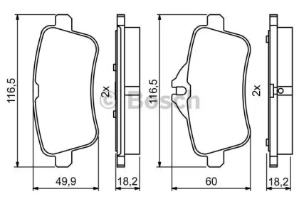 Комплект гальмівних колодок з 4 шт. дисків Bosch 0986495403