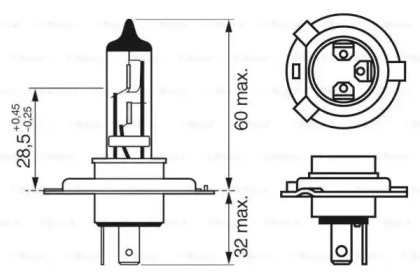 Автолампа H4 12V 60/55W P43t Longlife Daytime Bosch 1 987 302 048