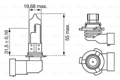 Автолампа HB3 12V 60W P20d Pure Light Bosch 1 987 302 152