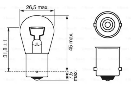 Автолампа P21W 12V 21W BA15s Pure Light Bosch 1 987 302 201