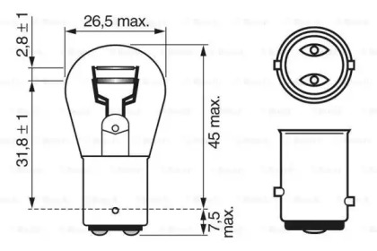 Автолампа BOSCH 21W 24V BAY15d P21/5W 1987302524