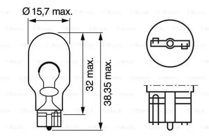 Автолампа (12V 16W W16W PURE LIGHT) Bosch 1987302205