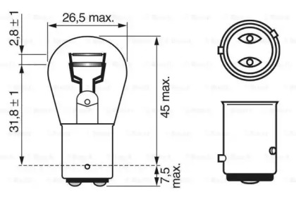 Автолампа (12V 21/4W P21/4W PURE LIGHT) Bosch 1987302215