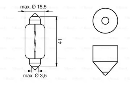 Автолампа C15W 12V 15W SV8.5-8 (1шт) 15.5x41 Bosch 1 987 302 238